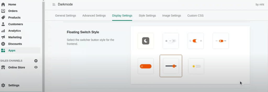 switch style Shopify Dark Mode