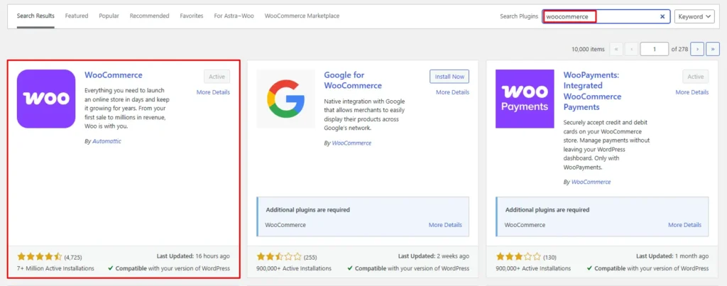 Install wocommerce