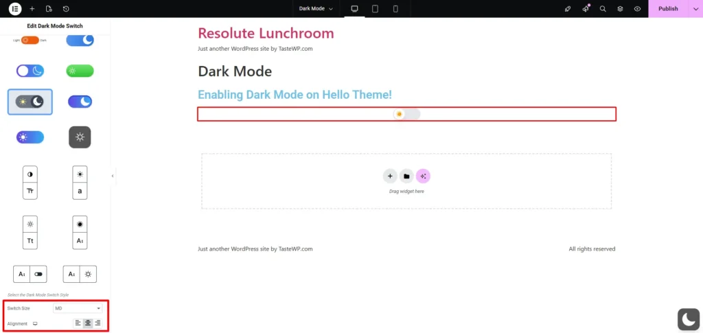 Select switch and align it