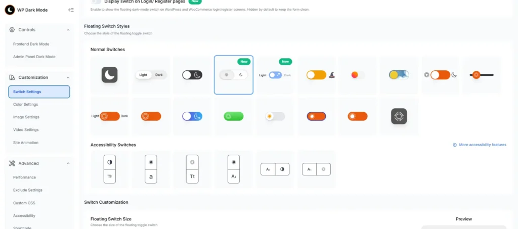 WP Dark Mode Switches