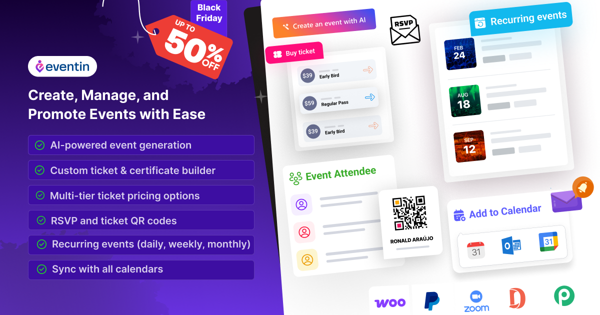 Eventin BFCM deal Up to 50% OFF