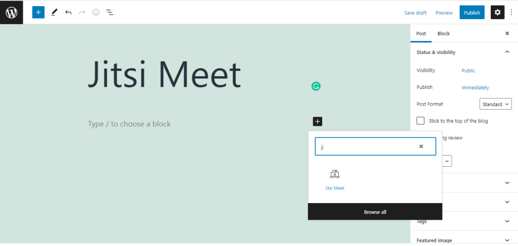 How to use shortcode to display meeting with Jitsi Meet