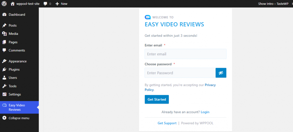 Easy Video Reviews new welcome screen.