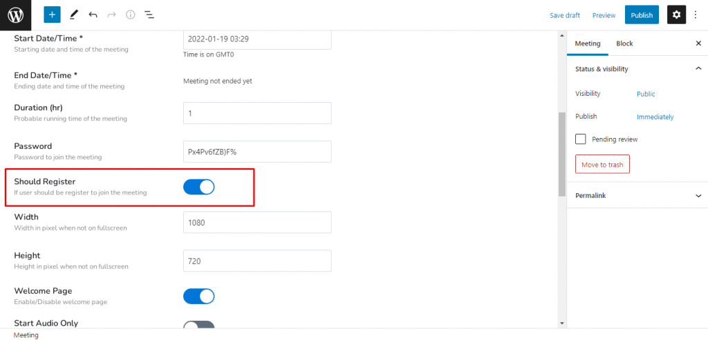 How meeting registration works in Jitsi Meet