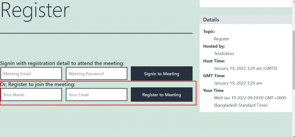 How meeting registration works in Jitsi Meet