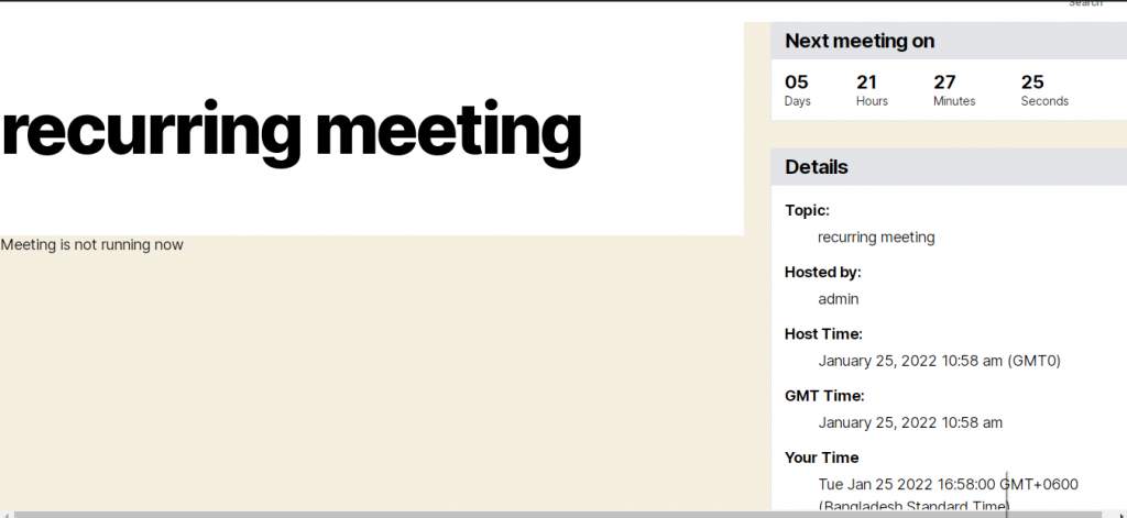 How recurring meeting works in Jitsi Meet
