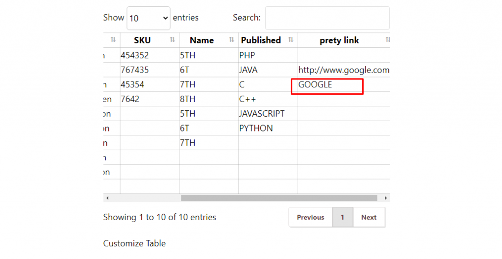 How to use pretty link support on Google Sheets to WP Table Live Sync