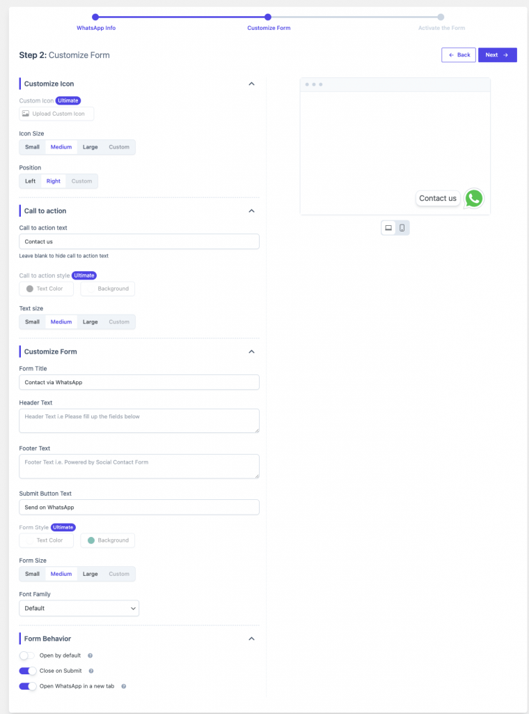 customize Social Contact Form