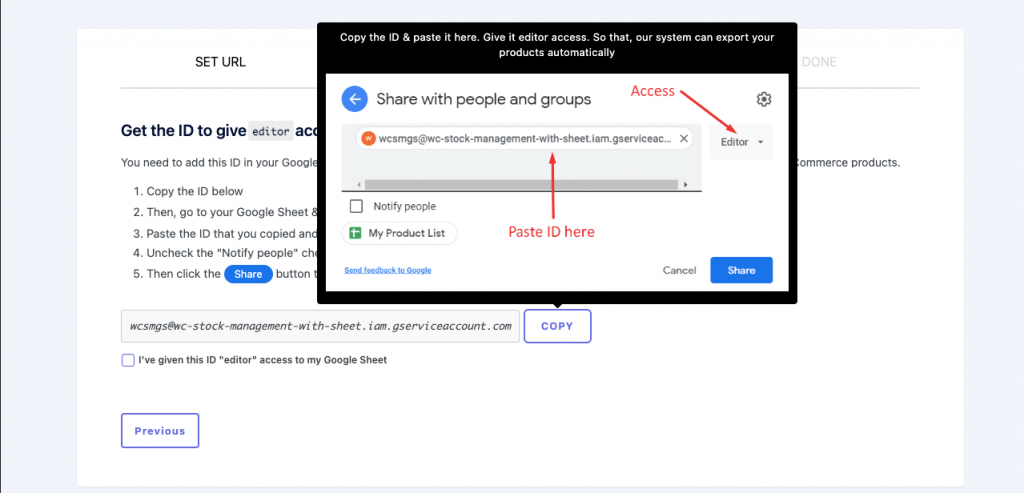 share section stock sync with google sheet for WooCommerce