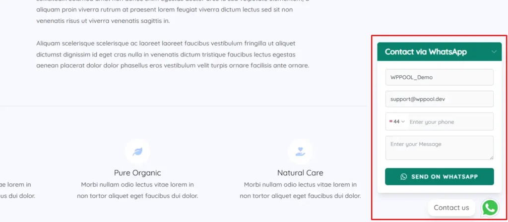 Announcing Social Contact Form - A new kind of WhatsApp Contact Form for WordPress 7 Frontend look of formychat