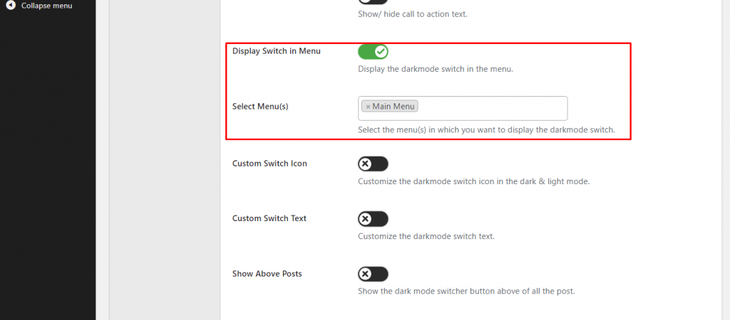 How to Use Dark Mode Switch in Menu