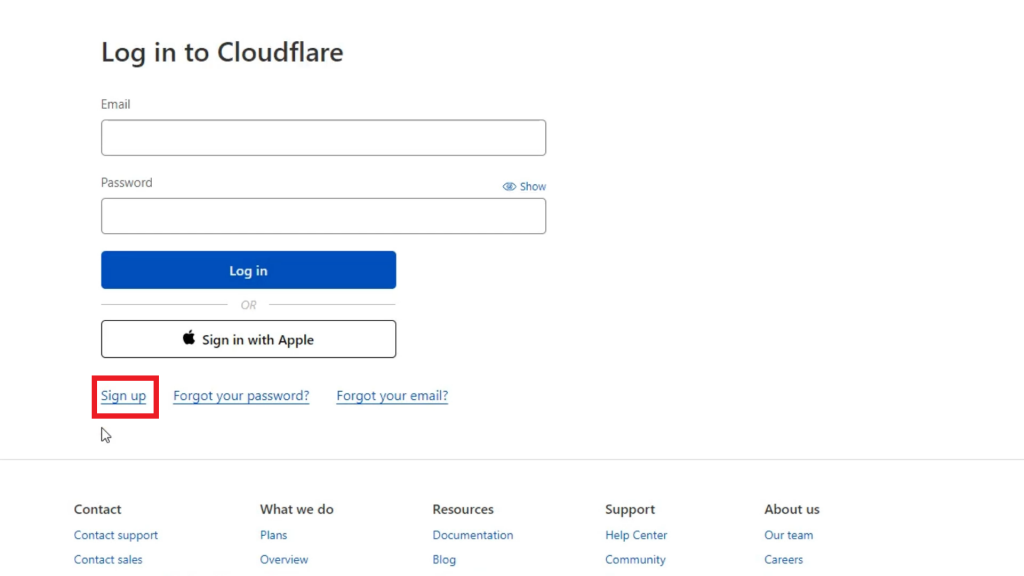 log in to Cloudflare