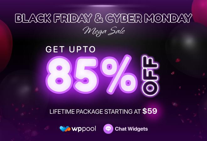 WPPOOL Black Friday sale is ON! Save up to 85 percent on every product