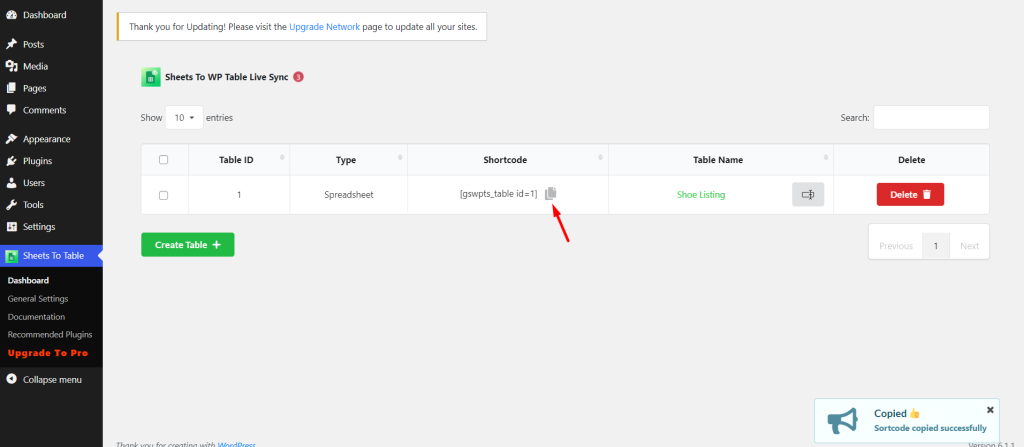 Copy the shortcode from plugin dashboard