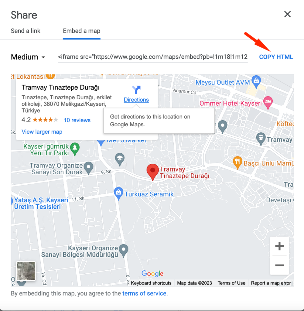Copy Google Maps HTML Embed Code