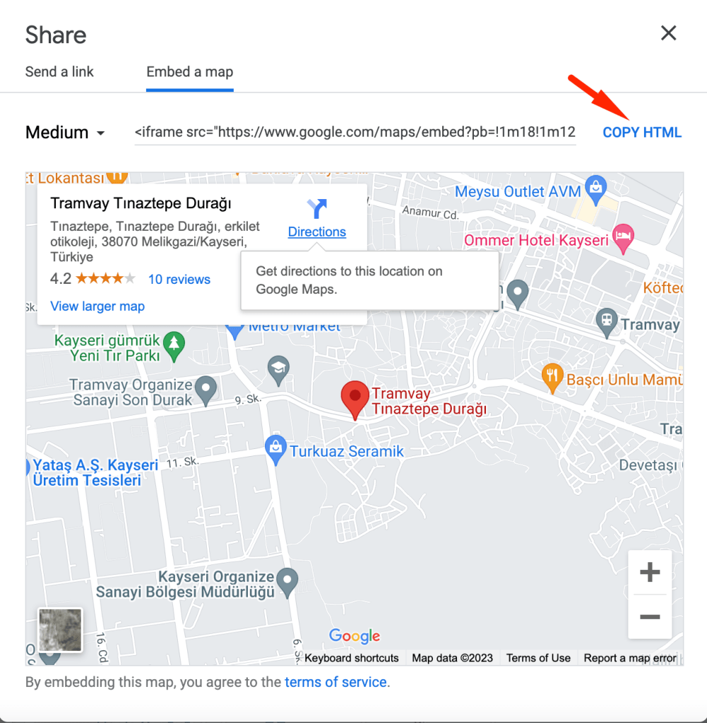 Copy Google Maps HTML Embed Code