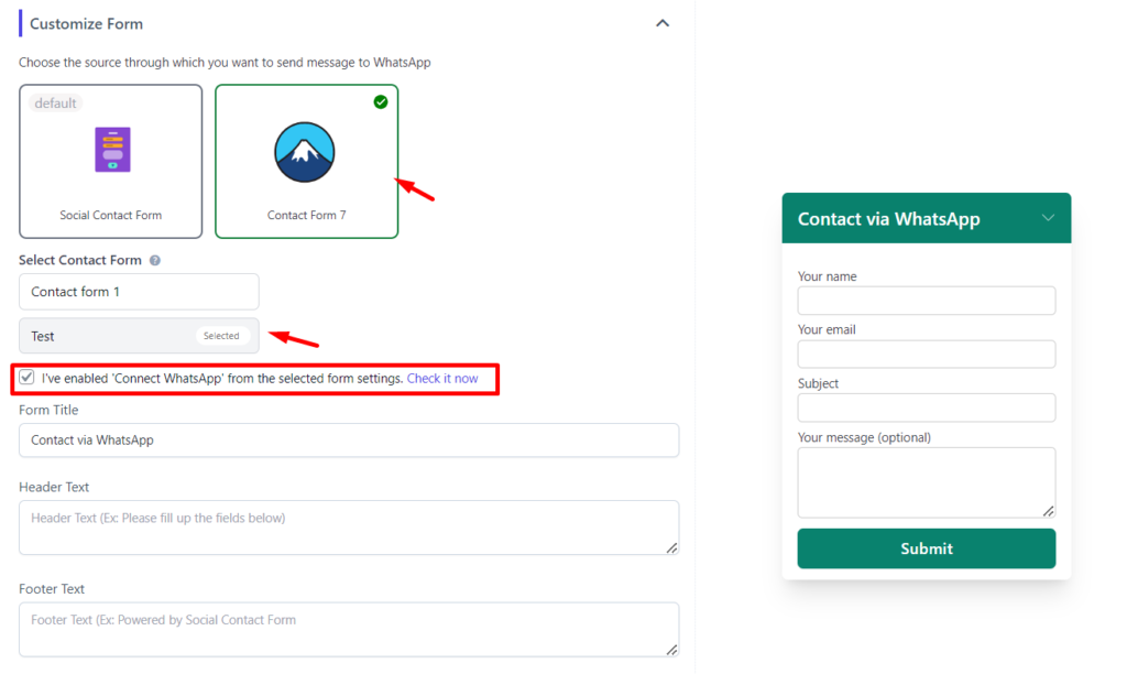 How to send Contact Form 7 data to WhatsApp
