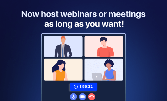 Remove time limits on meetings with Webinar and Video Conference with Jitsi Meet