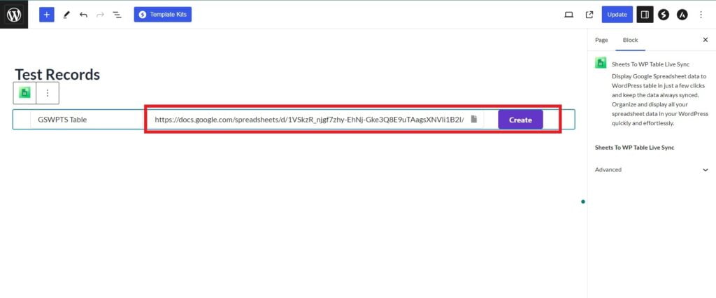 How to use Google Sheets to WP Table Live Sync with Gutenberg block