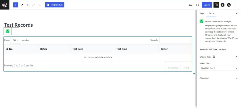 How to use Google Sheets to WP Table Live Sync with Gutenberg block