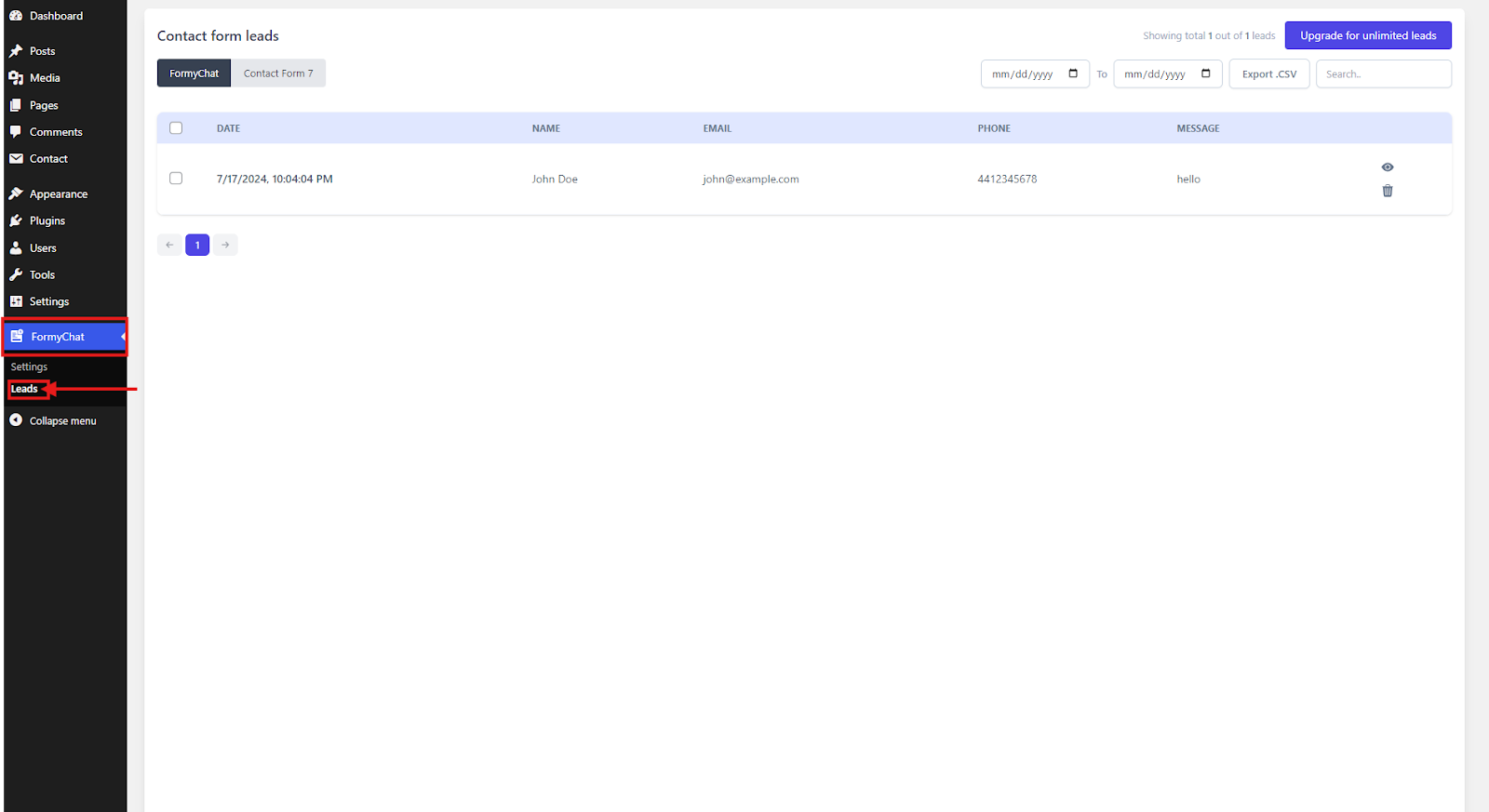 How to access contact form leads in WordPress
