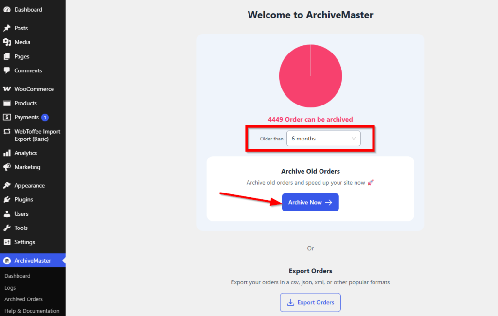 Archive order Manage