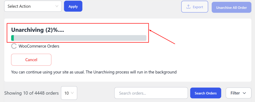 Unarchiving