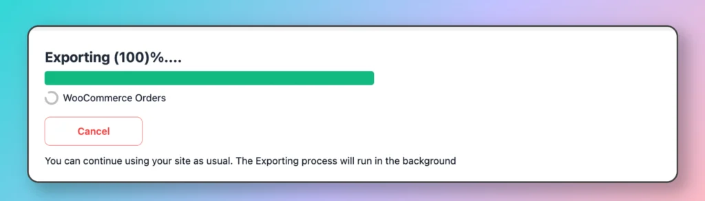 Exporting orders