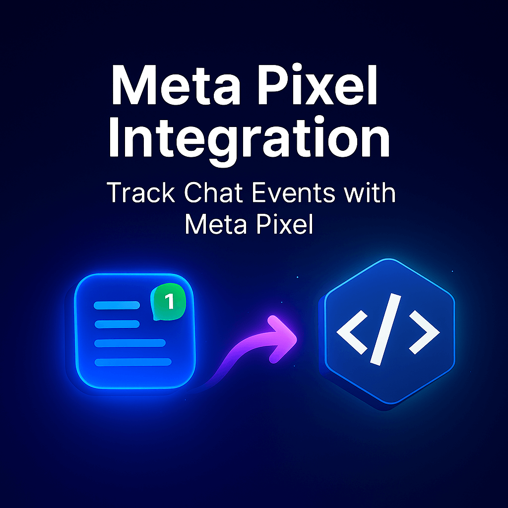 FormyChat logo with Meta Pixel icon and arrow, symbolizing tracking and optimizing marketing performance through Meta Pixel integration