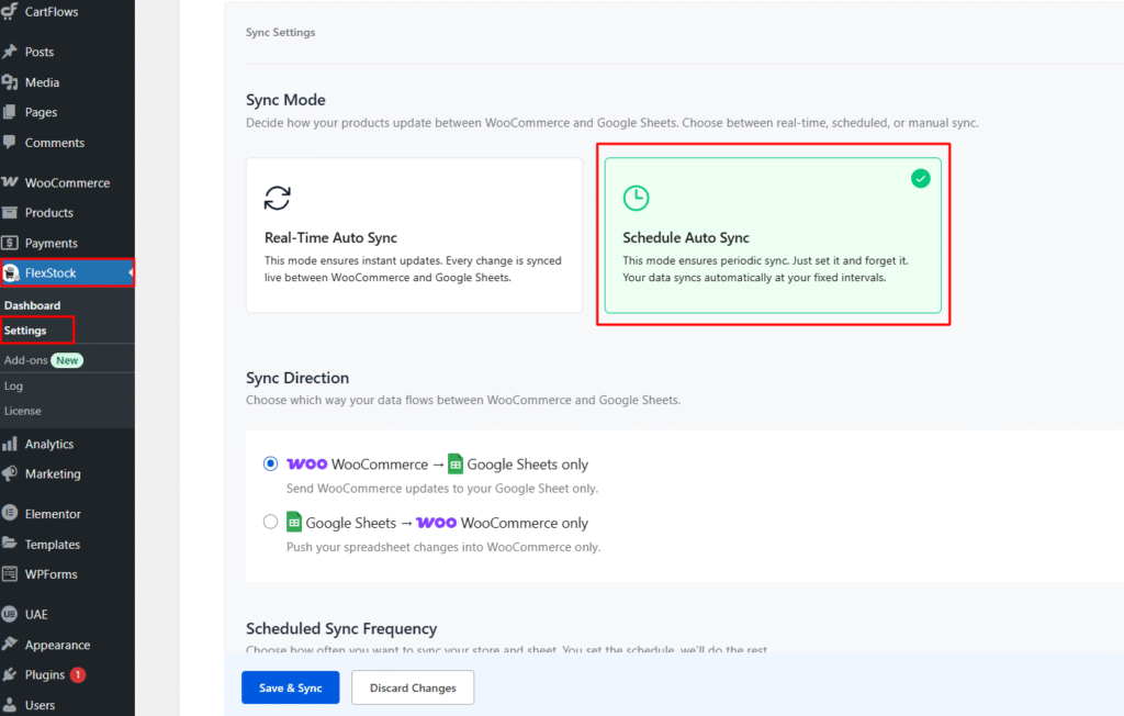FlexStock Scheduled Auto Sync