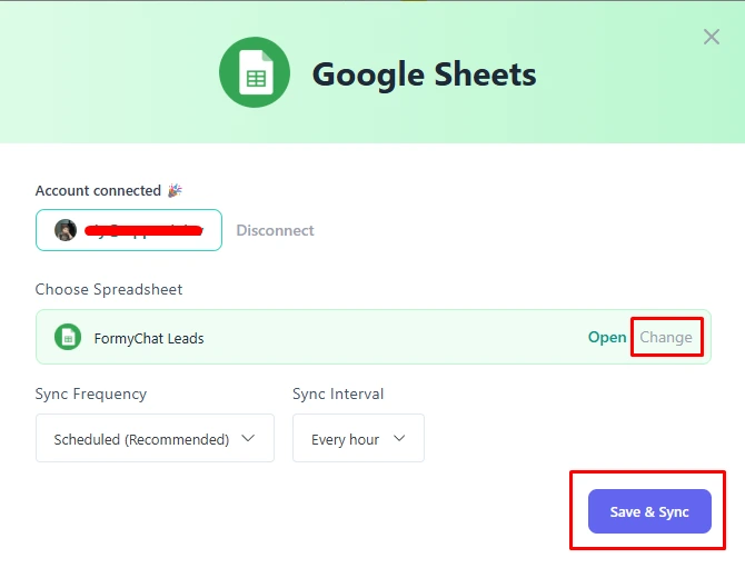 FormyChat Google sheet integration 9 