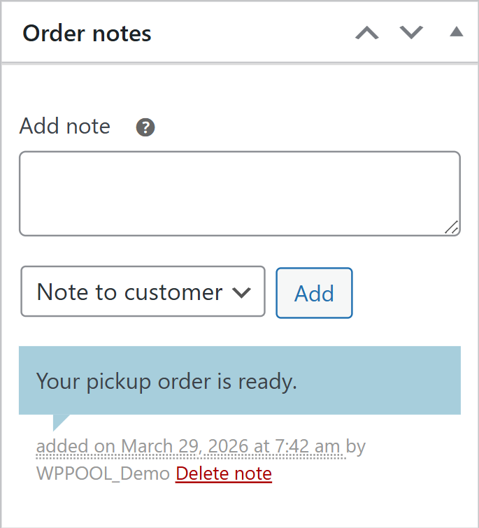 WooCommerce Order note