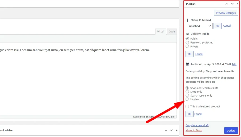 Method 1 Change Catalog Visibility