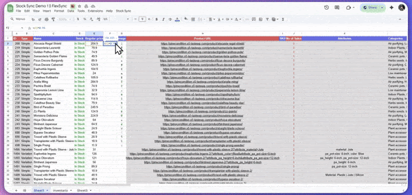Bulk editing woocommerce products with FlexStock