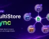 an Image showing multiple store connected to a single Google Sheets. With a heading "Introducing MultiStore Sync"