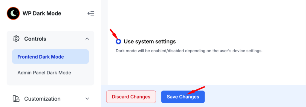 Os dark settings