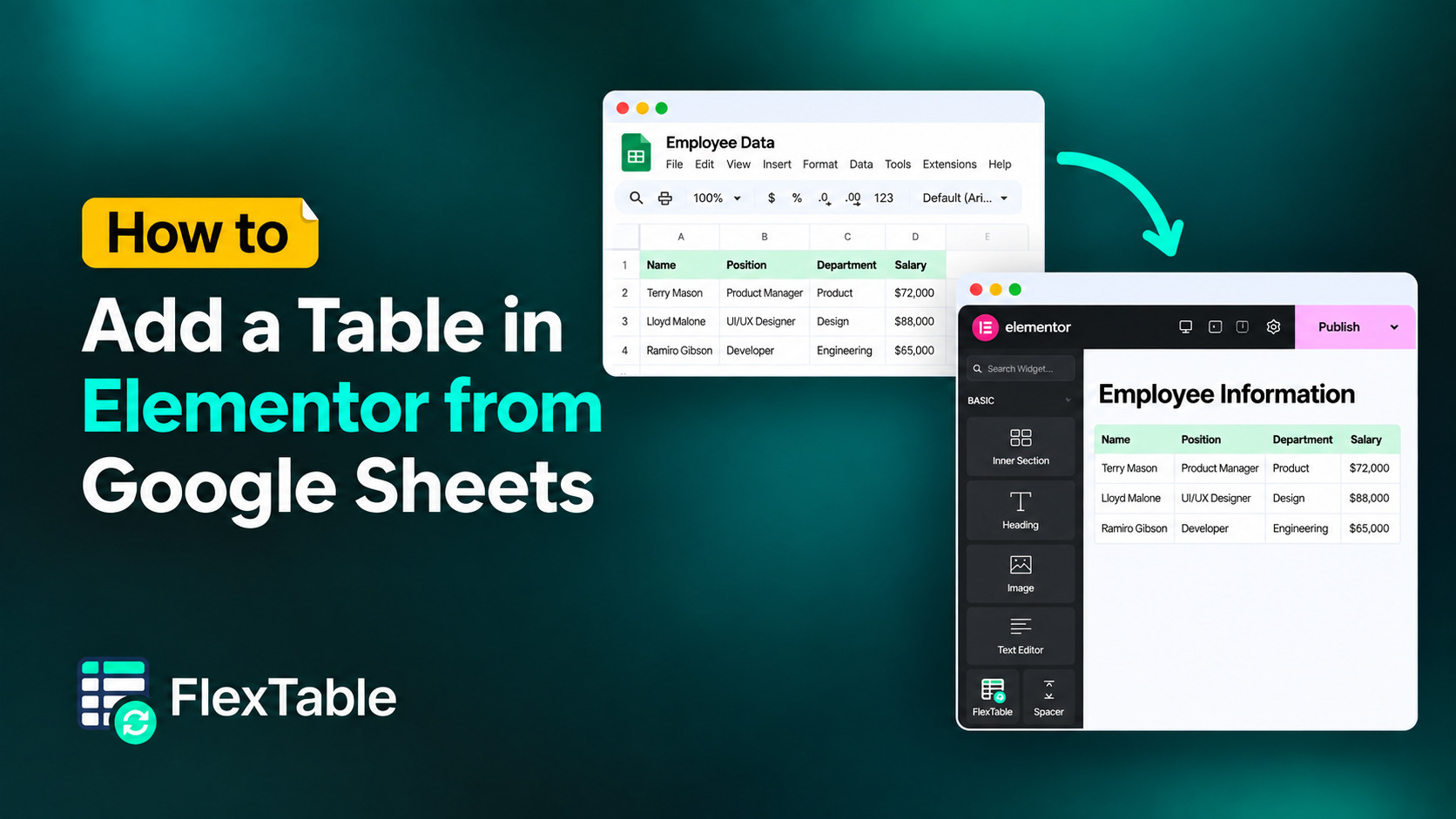 How to Add a Table in Elementor from Google Sheets